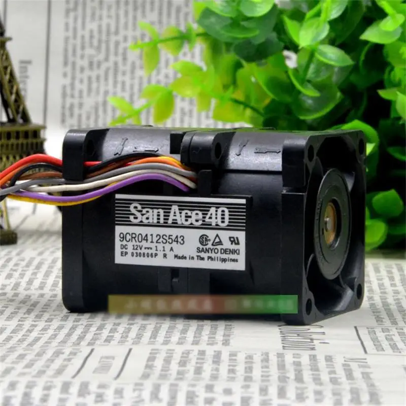 New Cooling Fan For SanAce 9CR0412S543 4056 12V 1.1A 4CM Temperature Control Dual Motor High Speed Fan