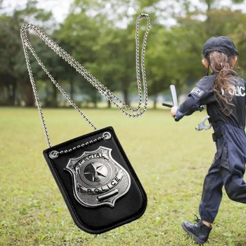 Occupation Pretend Play America Police Special Agent Officer Badges Card ID Cards Holder With Chain Belt Clip Cosplay Collection