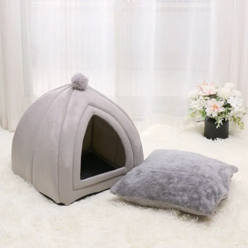 Autumn Winter Deep Sleeping Cat Bed with Mat Pets Tent Cozy Cave Nest Indoor Sleep Basket Small Dog House Pets Supplies