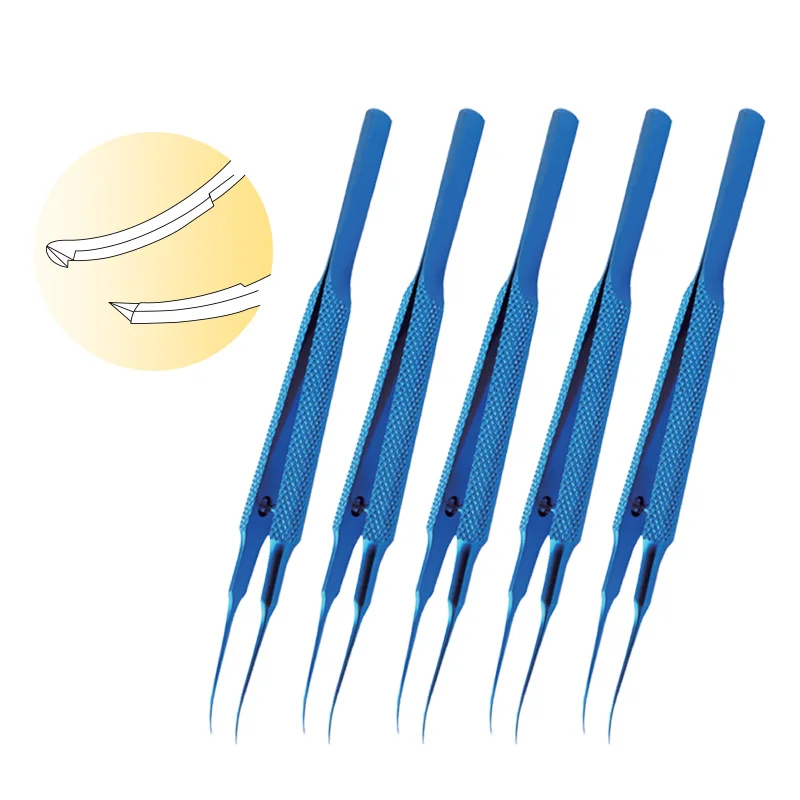 1pcs Eyelid Flat Handle Curved Tooth Forceps Titanium Alloy Ophthalmic Surgical Instrument