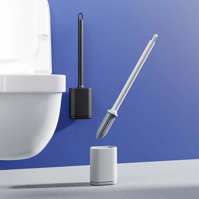 BRUSHZAZA Nowa aktualizacja Czarny plastik Kreatywne szczotki do czyszczenia łazienki do montażu na ścianie Szczotka do czyszczenia toalety z uchwytami
