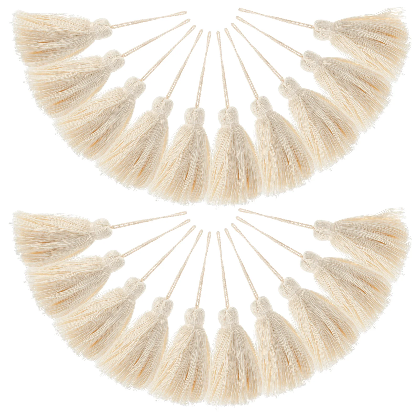 

20 Pcs Cotton Thread Fringe Tassel Decor Pendant Elastic Bands Bookmark Diy Accessories For Curtains Home Decor Handwoven Style
