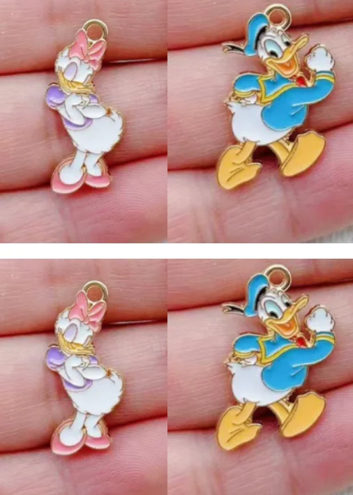 

Lot cartoon 10 PCS Disney Daisy Donald Charm Earrings DIY Key chain Necklace Pendant Bracelet Jewelry Handmade Findings Gift