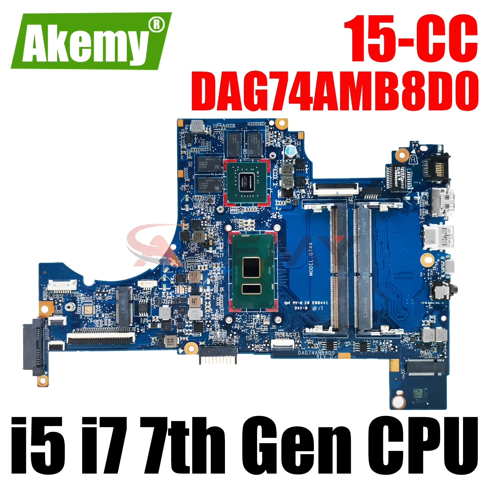 

For HP Pavilion 15-CC Laptop Motherboard With i5 i7 7th Gen CPU Notebook Mainboard DAG74AMB8D0 DDR4 926280-601 926280-001