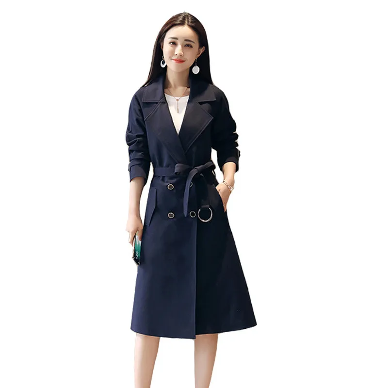 

Nice Spring Autumn Trench Coat Double-Breasted Trench Coats Woman Long Windbreakers Female With Belt Overcoat Femmino Plus Size