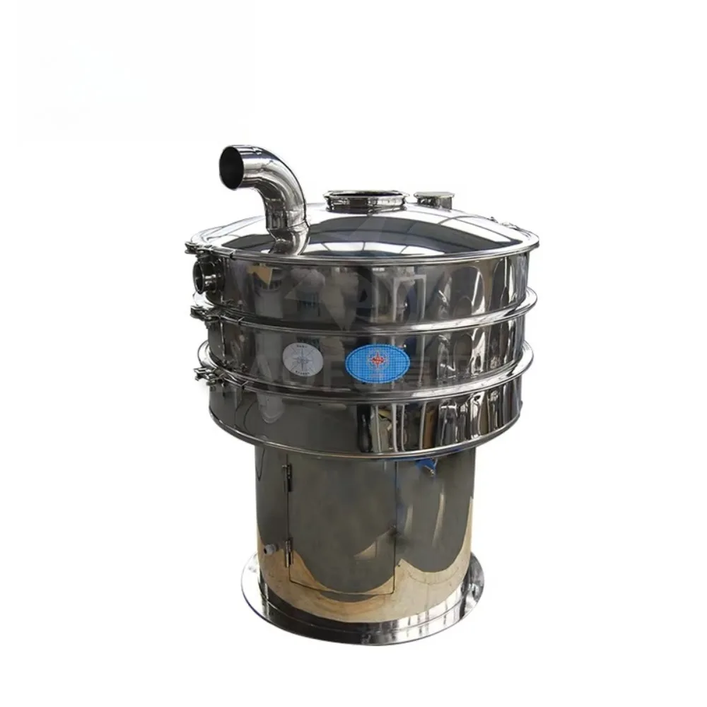 High-output rotary vibrating screen for pepper powder screening in the food industry