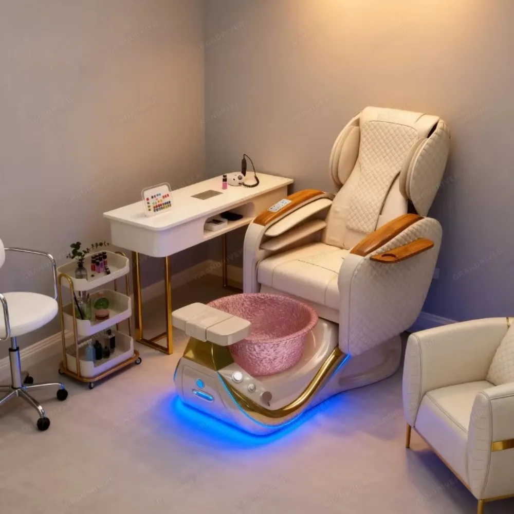 التصميم الحديث الفاخر التدليك الكهربائي التلقائي تداول المياه كرسي باديكير مقلوب الظهر تدليك كامل لمتجر الأظافر