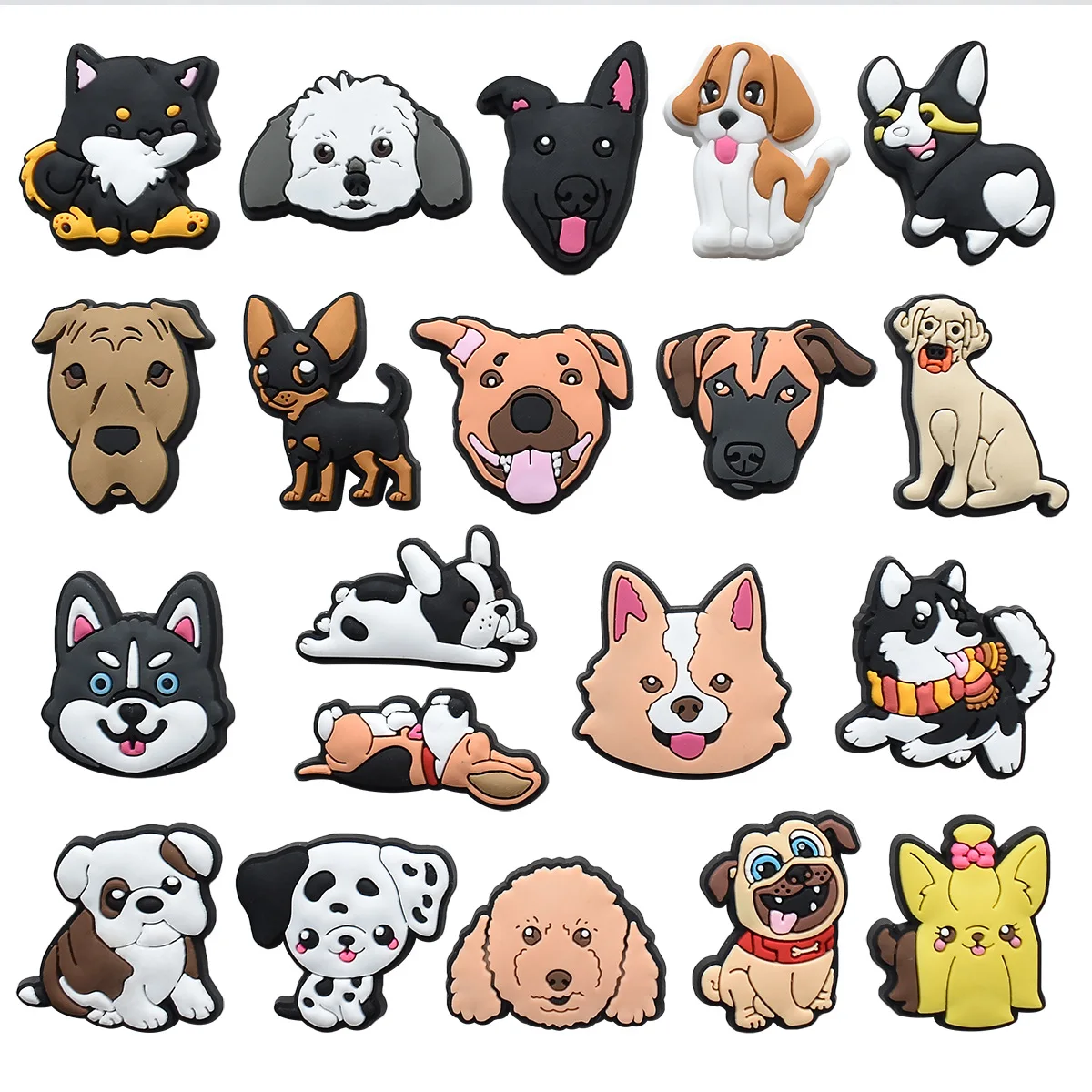 dog head series PVC shoe Charms Slippers Buckle combination Fit Wristbands accessories Decoration Bands gift unisex party