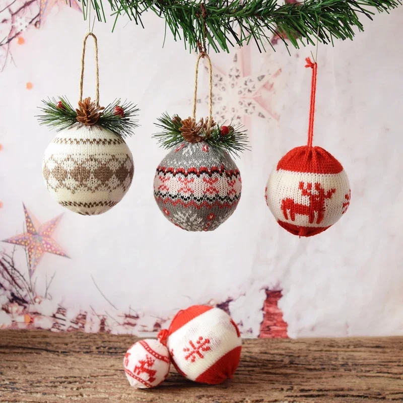 Christmas tree decoration pendant yarn ball 10cm christmas ball ball cloth ornaments kindergarten household can not drop