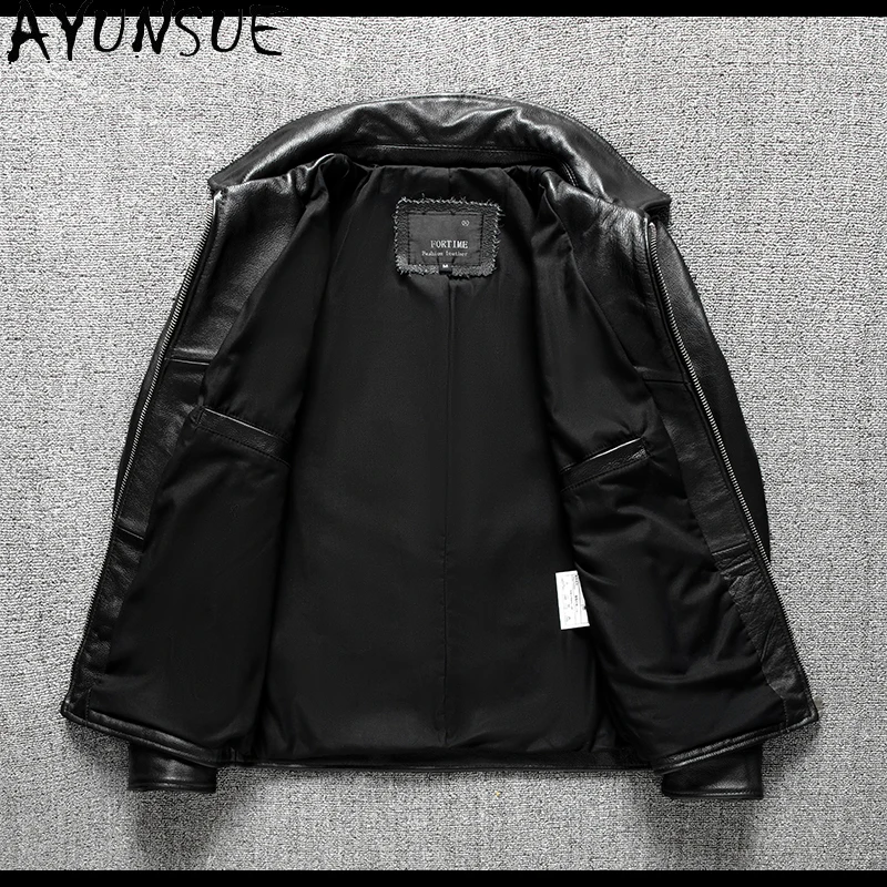 AYUNSUE Genuine Leather New in Jacket Cowhide Large Mens Clothing Black Jackets Business Casual Coats Chaquetas Para Hombre