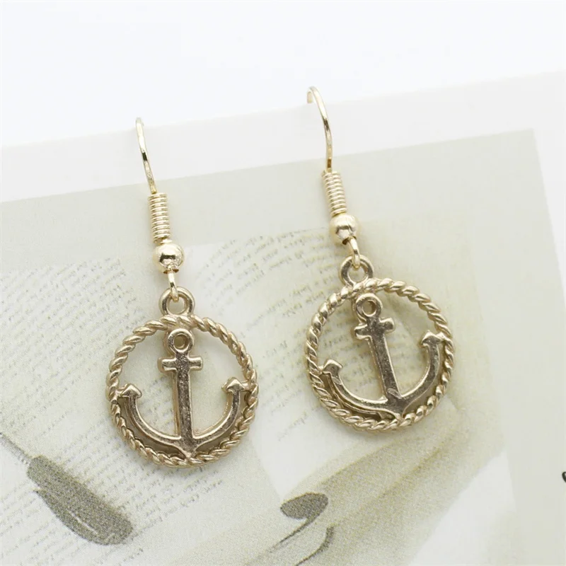 Ladies Fashion Retro Anchor Female Pendant Earrings Alloy Oil Drop Earrings Cute Small Objects Personality Jewelry