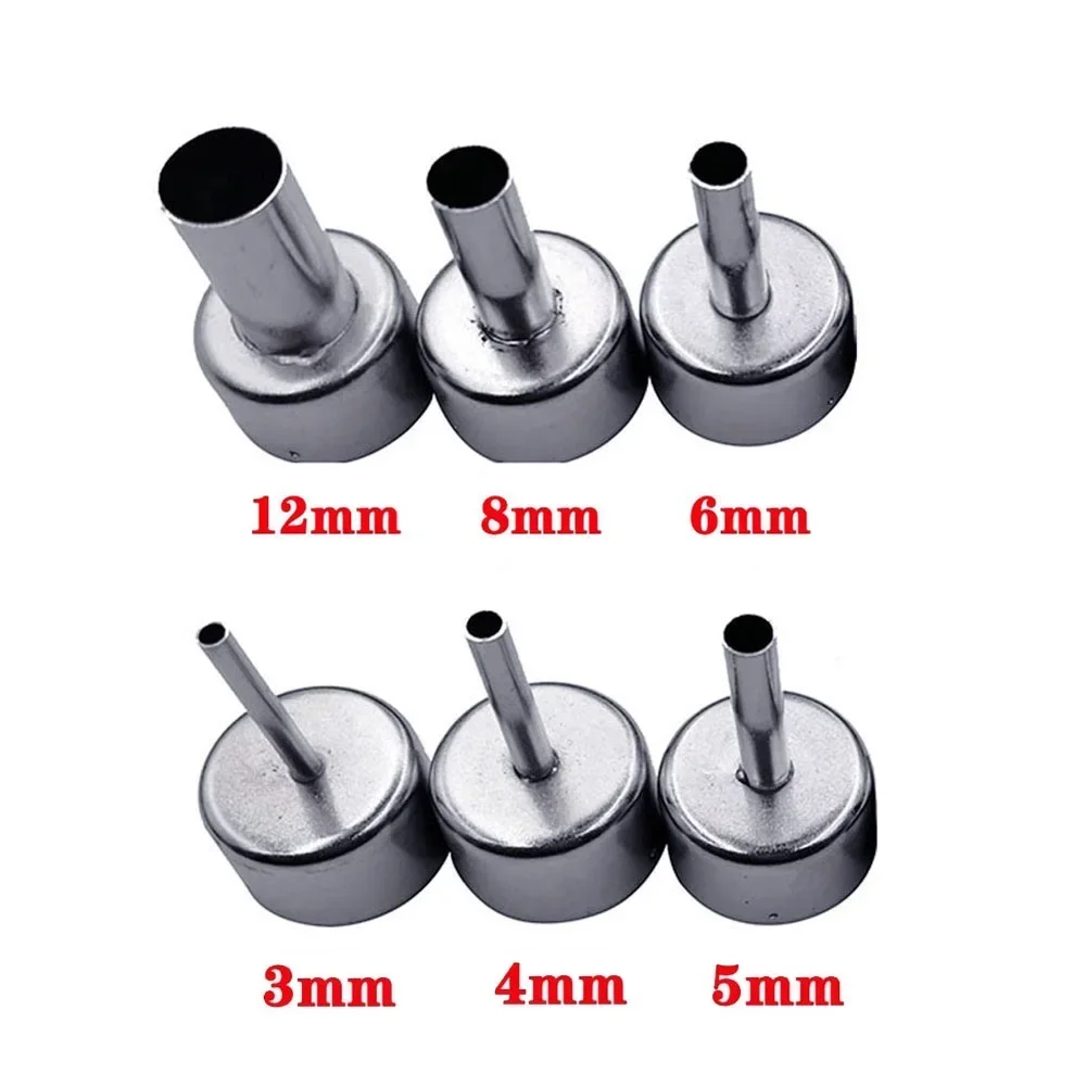 6pcs Universal Welding Nozzles For 858D+ 8586 Soldering Station Hot Air Gun Welding Nozzle 3mm 4mm 5mm 6mm 8mm 12mm