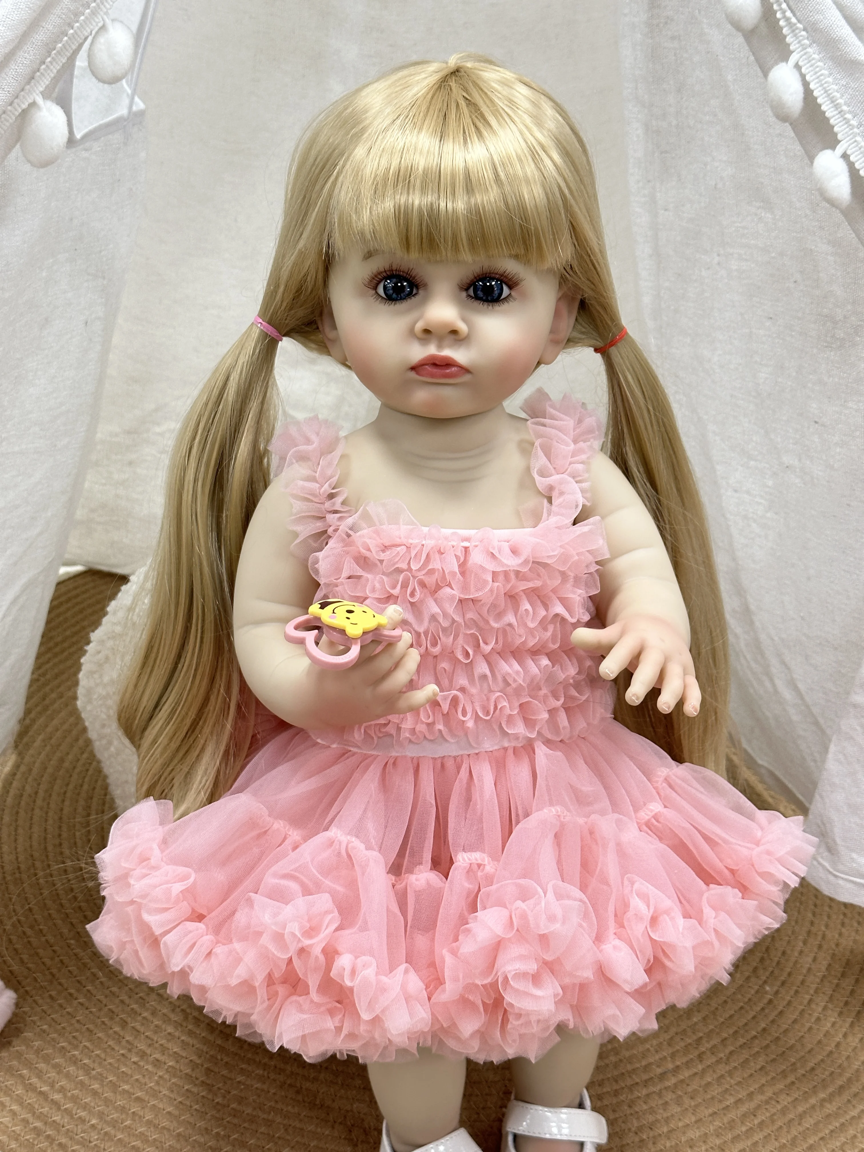 

Cokela 55cm Realistic Silicone Newborn Reborn Baby Doll 22 inch Cute Vinyl Doll Real Soft Touch Kid Toy Doll Kid Xmas Gift