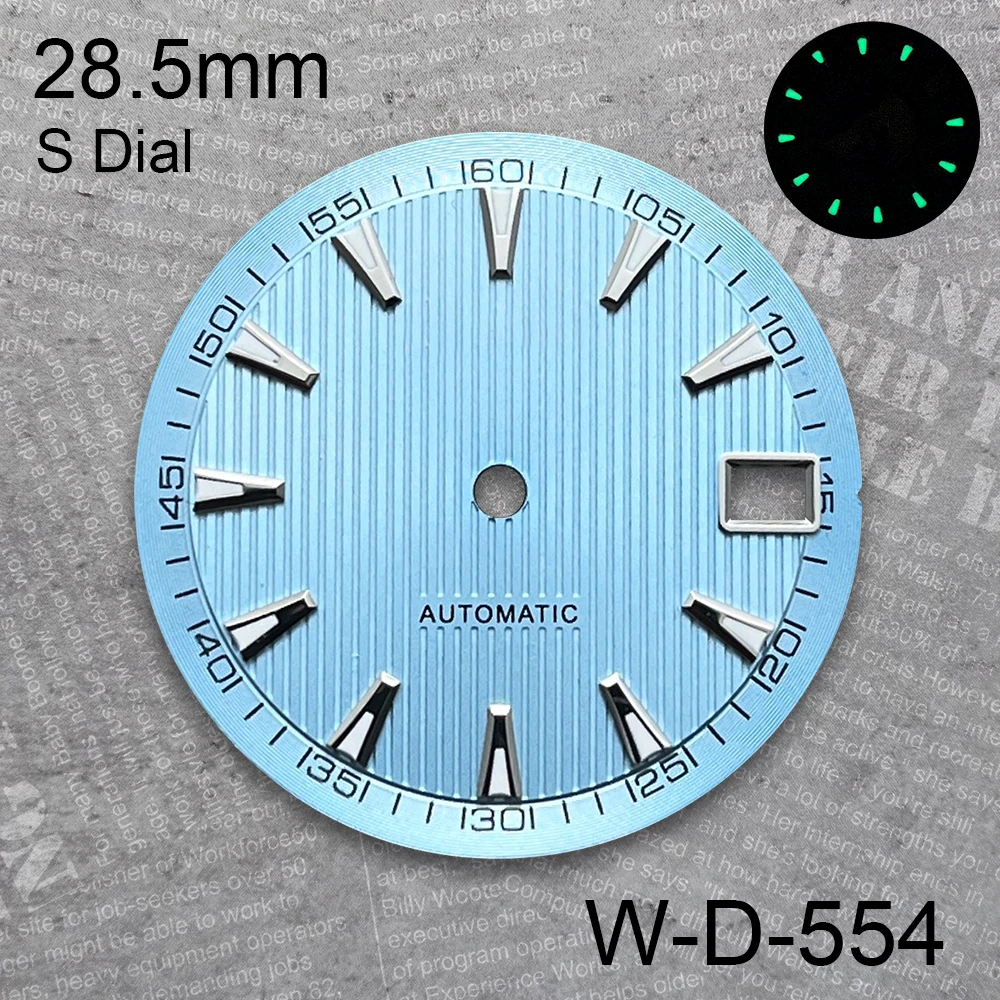 28.5 mm S Logo vertical Stripe Dial Suitable For NH35 Japan Movement Green Luminous Quality Watch Modification Accessories