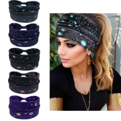 5 pieces/set of fashionable wide edge knotted headbands with ethnic style anti slip headbands, fashionable women's and girls' ha