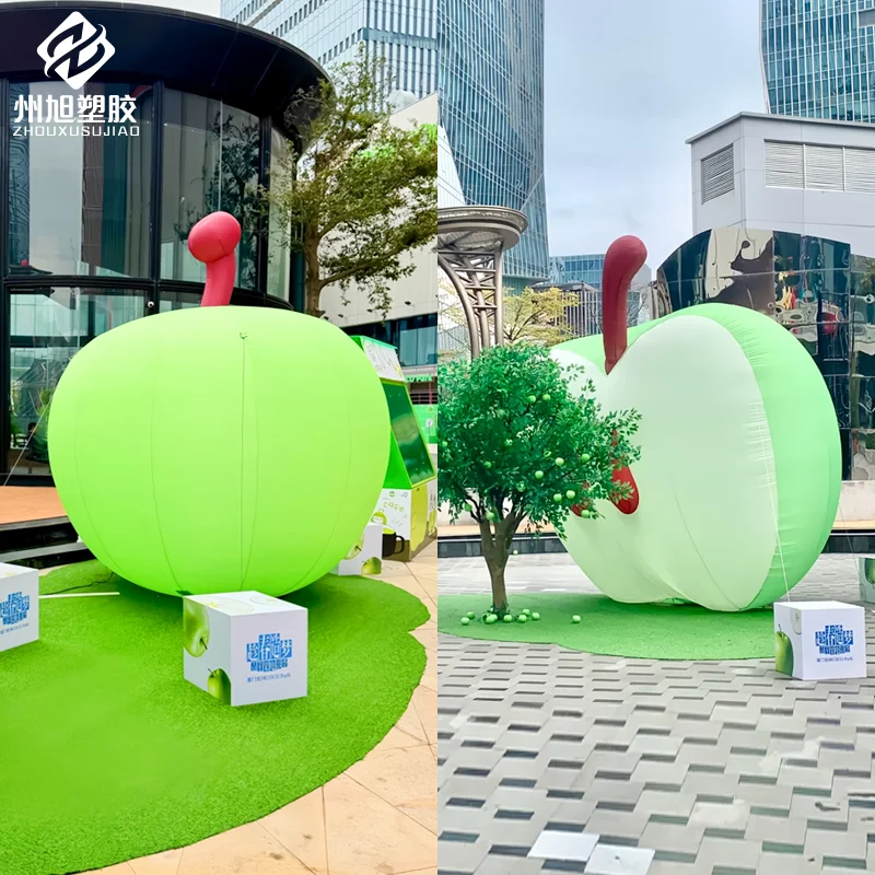 Modelli gonfiabili personalizzati di aria mela verde oggetti di scena estivi per la decorazione esterna nei centri commerciali