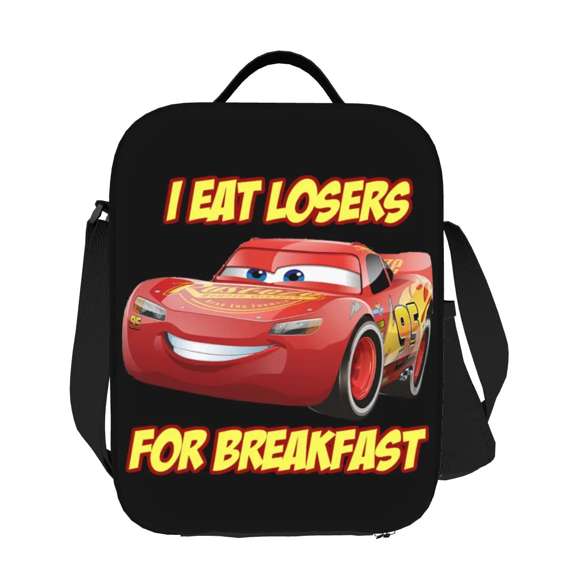 

Custom Cartoon Lightning Mcqueen Cars Insulated Lunch Bags for Women Portable Thermal Cooler Food Lunch Box Kids School Children