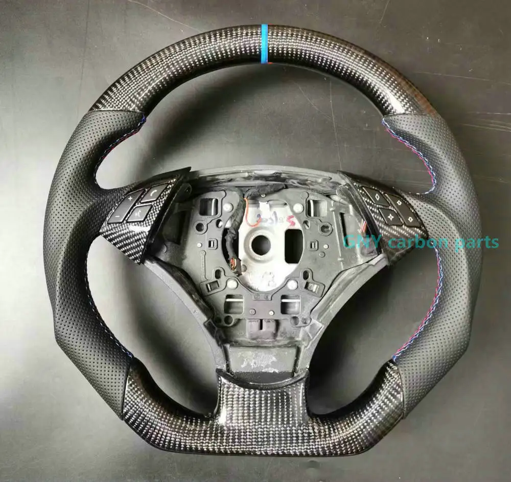 100% Real Carbon Fiber Leather Car Steering Wheel For BMW E60 E61 E62 E63 E64 5 Series 6 Series