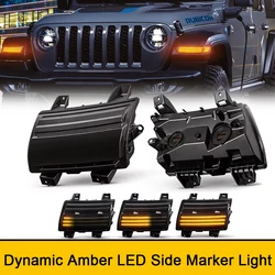2x LED DRL Front Bumper Side Marker Repeat Blinker Lights For Jeep Wrangler JL 18- 21 Car Sequential Blinker Turn SIgnal Lamps