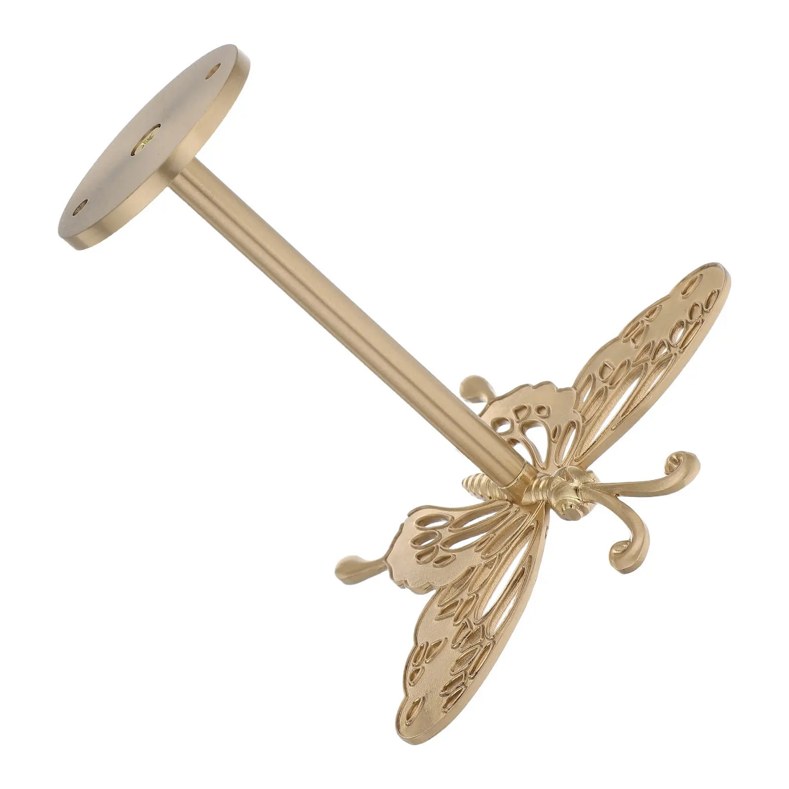 Butterfly Curtain Holdbacks Wall Mount Drapery Hooks 2 Base Brushed Gold Metal Tiebacks for Curtains Wall Mount Drapery Hooks