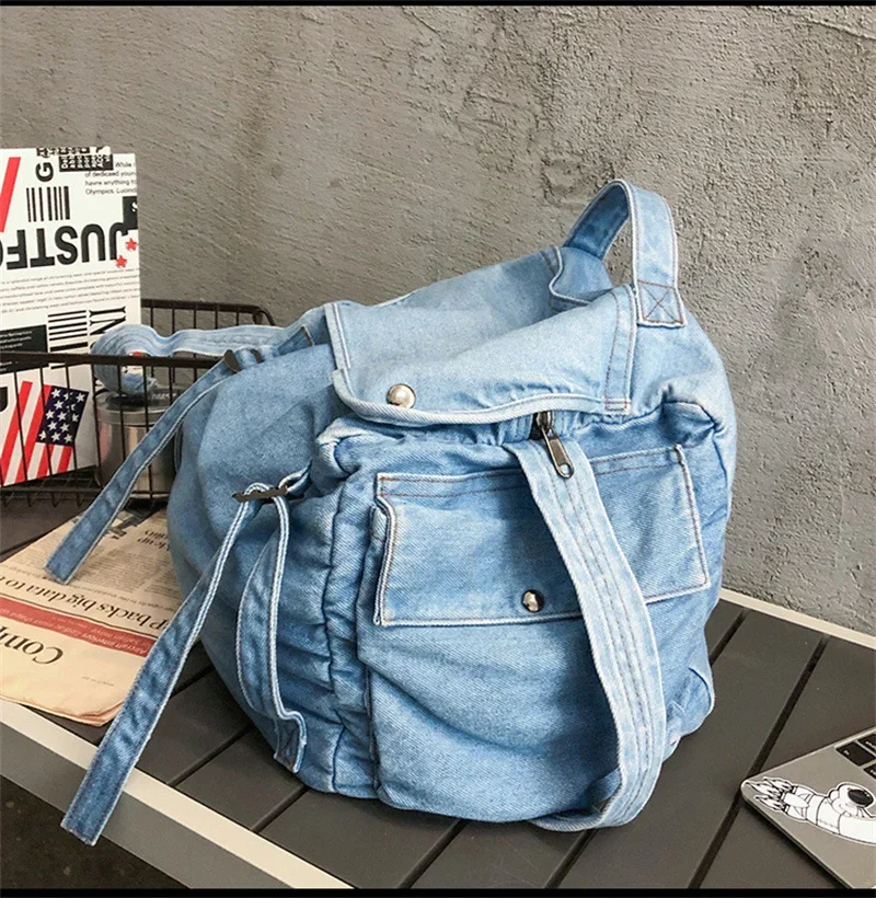 2023 Vintage Style Women Shoulder Bags Denim Cross Body Bags Harajuku Jeans Book Bags For Girls College Student purses handbags