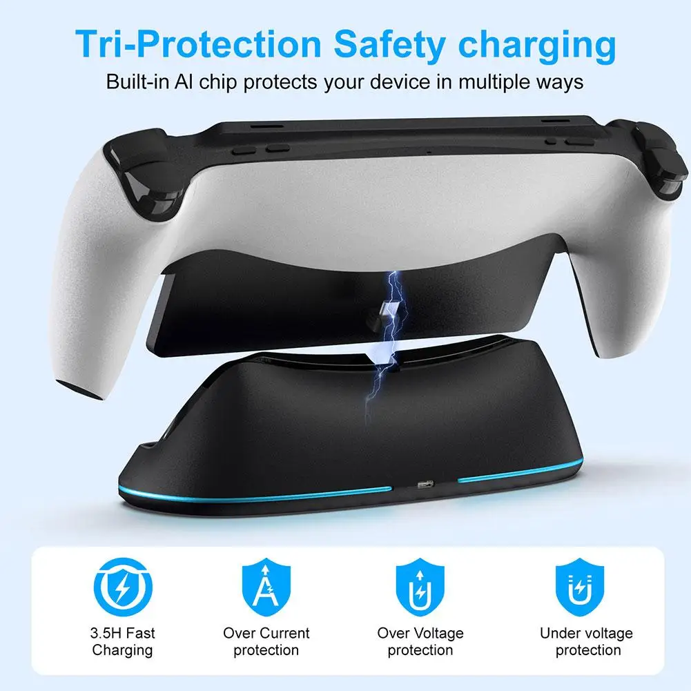 Charging Stand For Portal Enhanced Stability Charger Dock With On/Off RGB Light Type-C Cable Comfort Angle Design