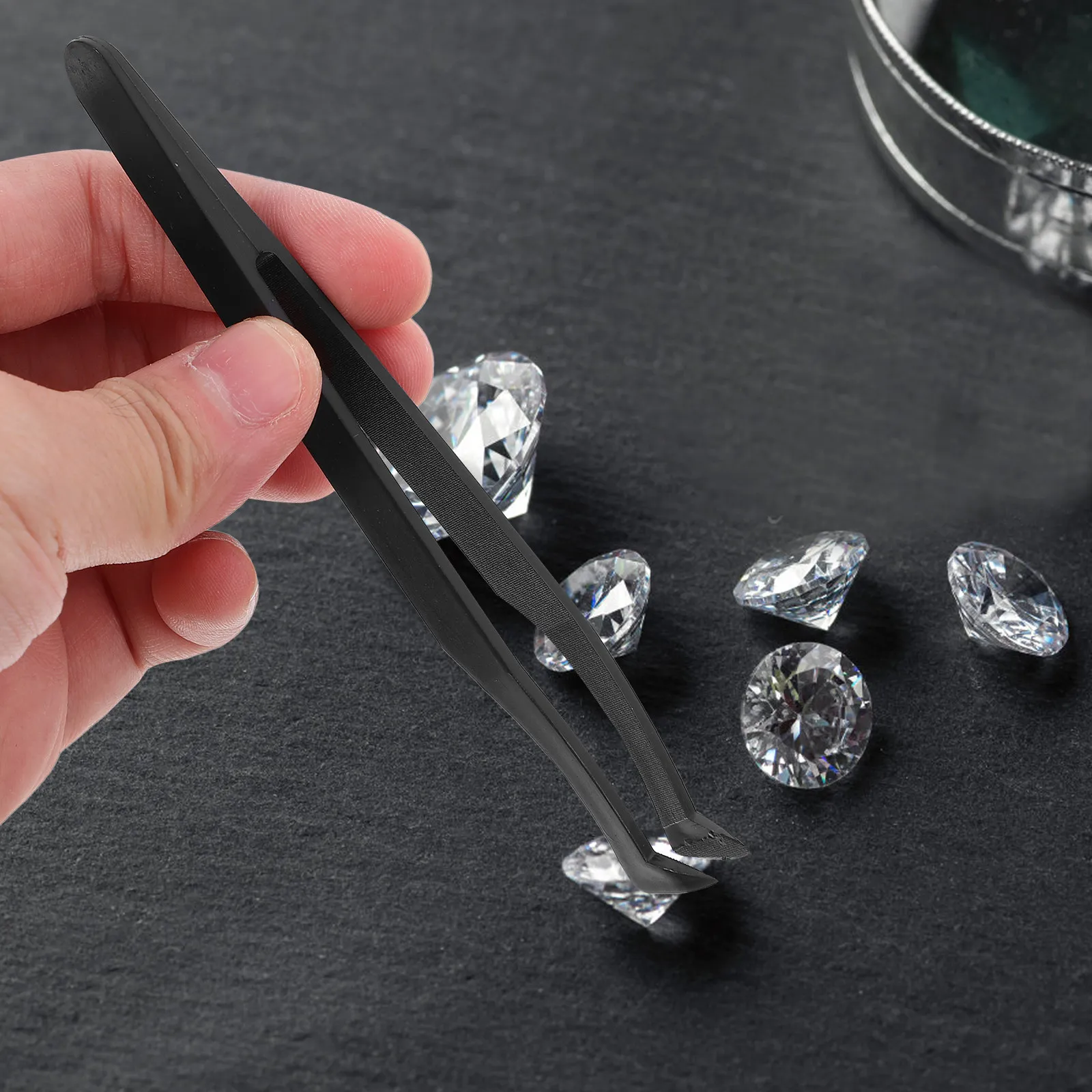 

10Pcs Plastic Tweezers Tilted Head Style Ergonomic Comfortable Grip for Jewelry Making Electronic Crafts Art Painting Precision