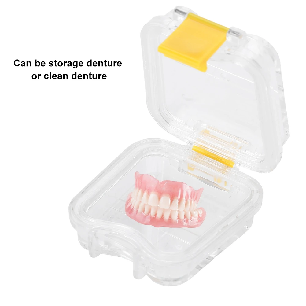 2PCS Transparent Clamshell Denture Box False Teeth Storage Case Seal Denture Cleaning Tooth Container With Film Dental Accessory