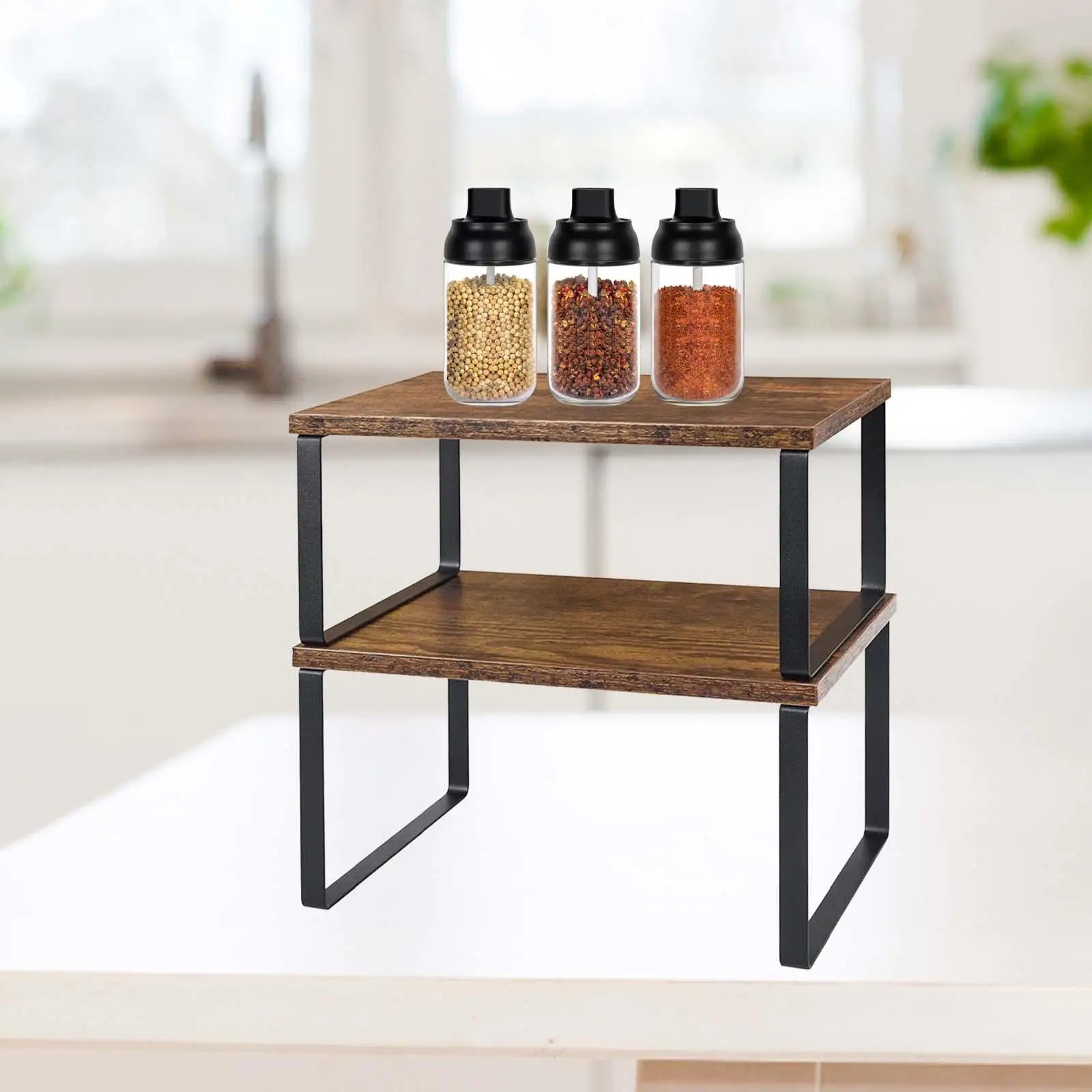 

Cabinet Organizer Shelf Multipurpose Seasoning Jars Kitchen Storage Kitchen Counter Rack for Bedroom Living Room Cabinet Desktop