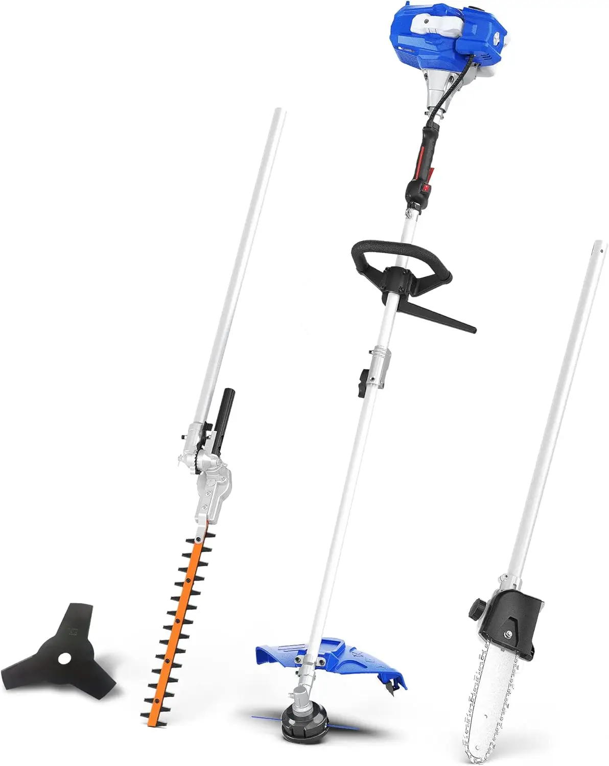 26cc    Gas Powered, String Trimmer/Edger, Pole Saw, Hedge Trimmer and Brush Cutter Blade, 4-in-1 Multi Yard Care Tools