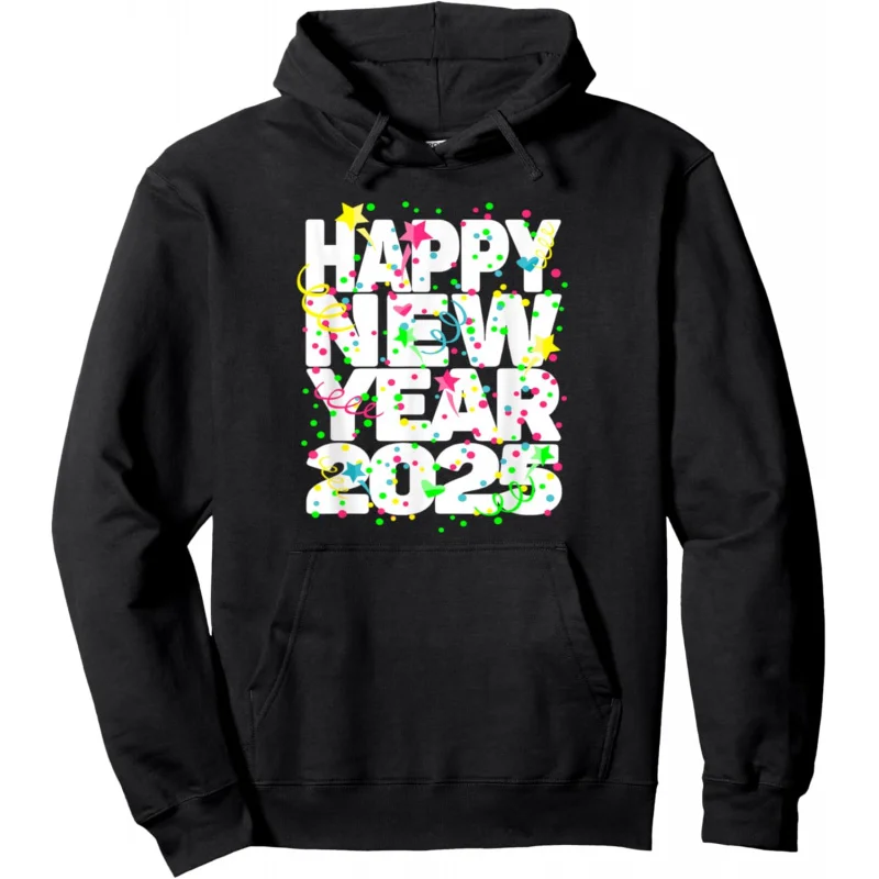 

New Years Eve Party Supplies Kids 2025 Happy New Year Pullover Hoodie