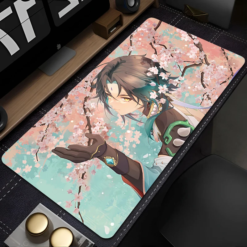 

Xiao Genshin Impact Mouse Pad Pink Sakura Desktop Mat Laptop Anime Gaming Mousepad PC Gamer Cabinet Keyboard Rug XXL Game Carpet