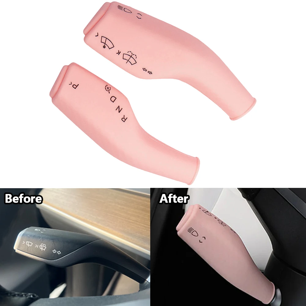 2PCS Silicone Turn Signal Wiper Stalk Covers Auto Parts for Tesla Model 3/Y 2017-2023 Car Accessories