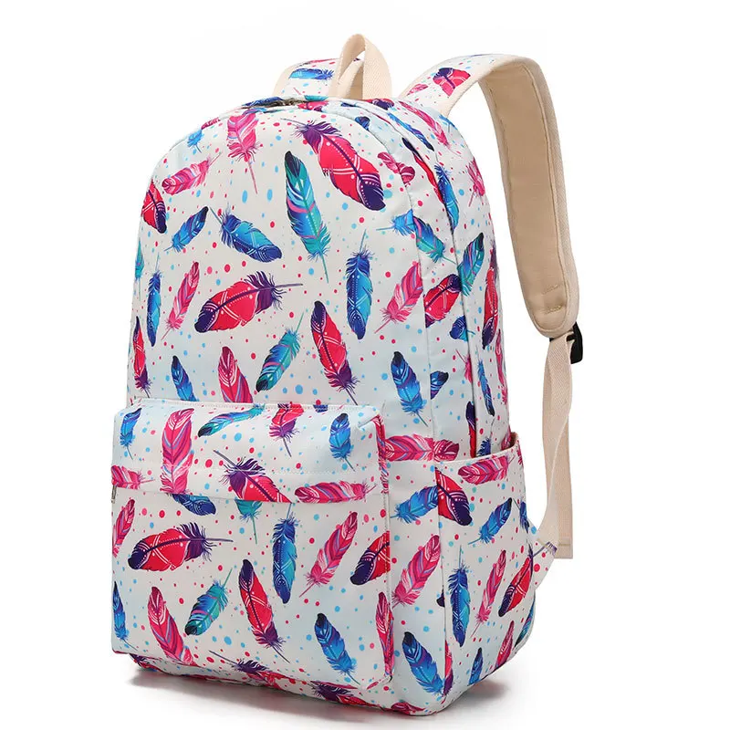 Mochila estampada de tres piezas para mujer, bolso de escuela primaria, nuevo estilo