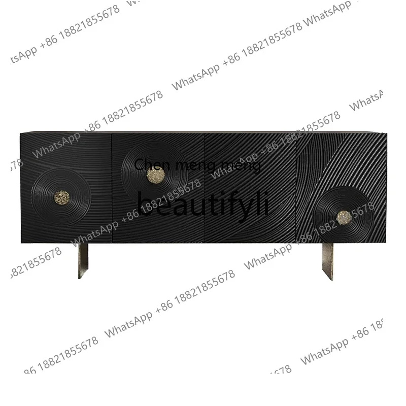 

G Nordic retro, minimalist modern solid wood carving flower chest side cabinet acrylic