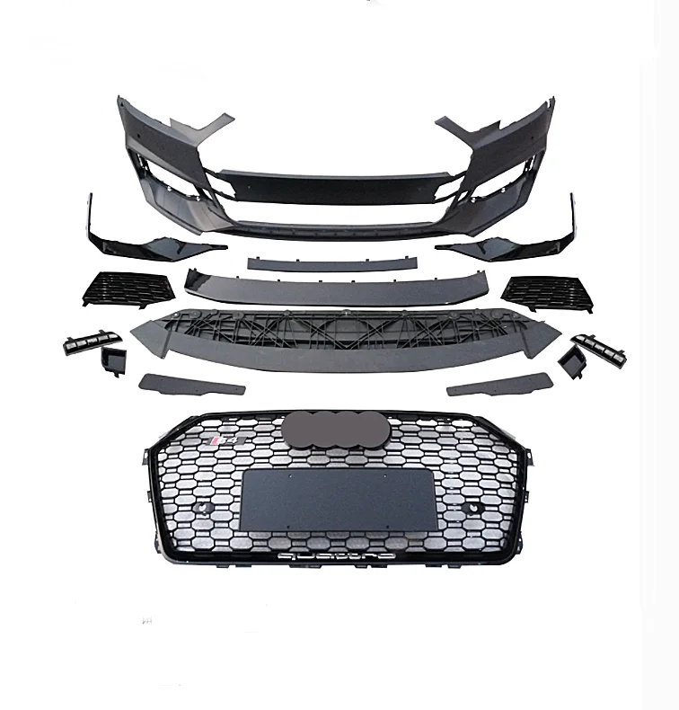 Full Set Front Bumper With Grille For  A4 B9 2017-2019 Facelift  RS4 Type Front Bumper Body Kit