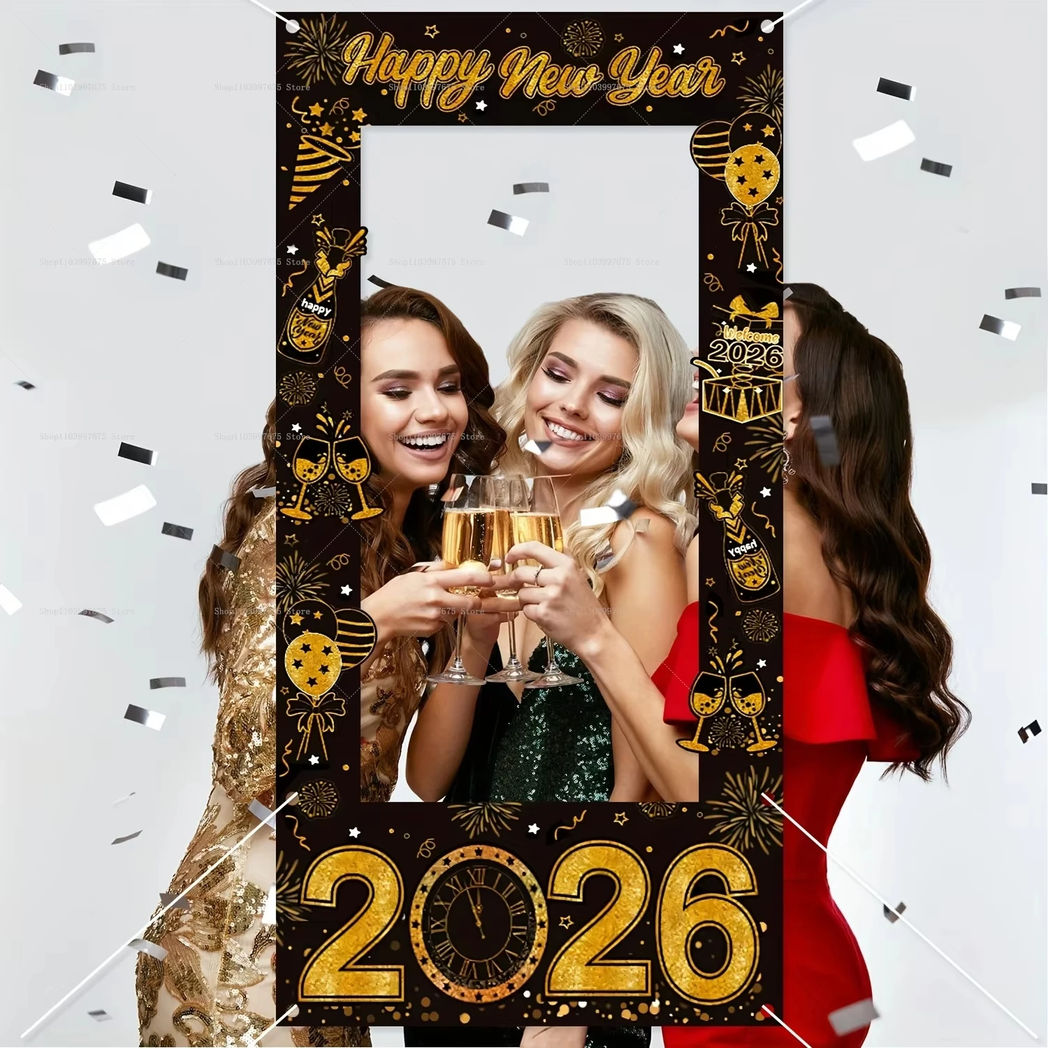 سنة جديدة سعيدة كابينة تصوير الإطار الدعائم 2026 سنة زينة الحفلات استوديو التصوير الدعائم لوازم الحفلات هدايا المهرجان