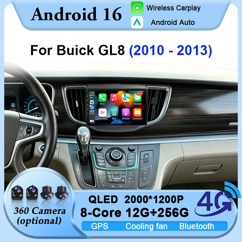 

For Buick GL8 2010 2011 2012 2013 Android 16 GPS Navi Car Radio Wireless CarPlay Touch Screen Android Auto BT 4G WiFi Multimedia