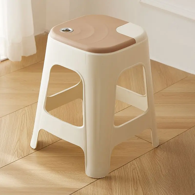 Set of 2 Decorative Room Chair Stool Small Stackable Household Simple Stool Adult Plastic Mutfak Taburesi Space Saving Furniture