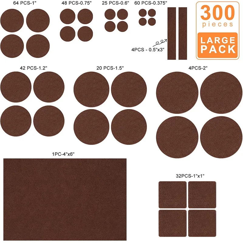 300PCS Felt Chair Leg Pads Self Adhesive Felt Furniture Pads for Protecting Hardwood Floors Silent and Scratch Resistant Pad view 4