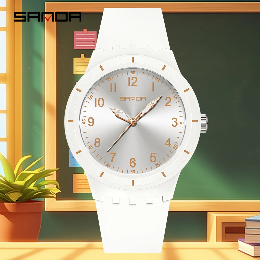 ساعة كوارتز نسائية فاخرة خفيفة الوزن SANDA 9075 مقاومة للماء مضيئة بسيطة ساعة كوارتز للطلاب 2025