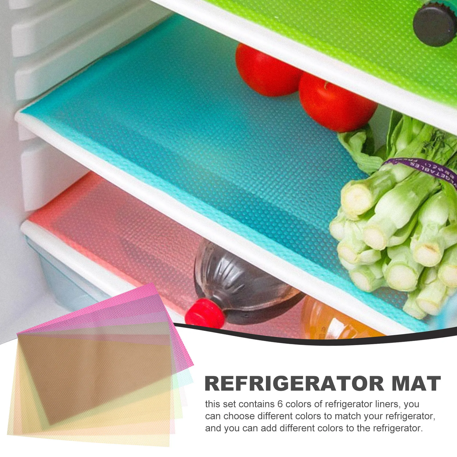

12pcs Kitchen Non-Slip Mat Food Grade Pvc Waterproof Refrigerator Shelf Mats For Drawer Cabinet Tabletop Fridge Liner Mats