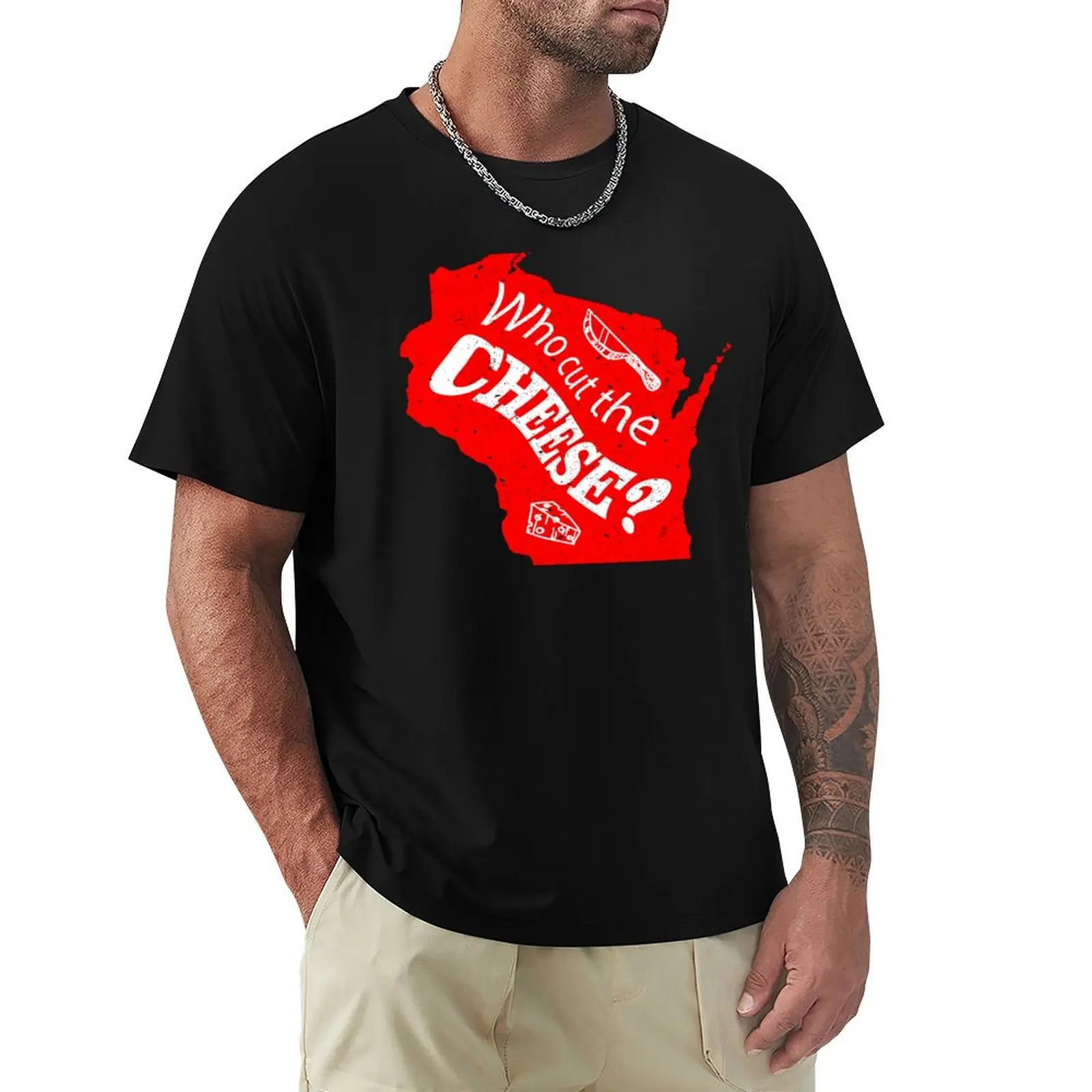 

Wisconsin Who cut the cheese T-Shirt boys whites football t shirt Luxury man mens t shirts