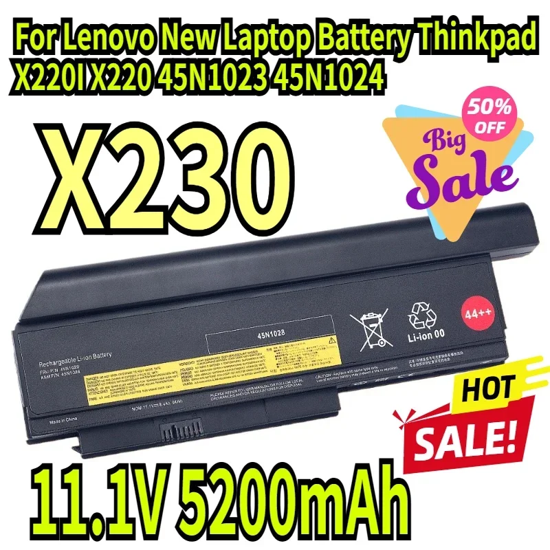 

11.1V 5200mAh 8600mAh X230 For Lenovo New Laptop Battery Thinkpad X220I X220 X230I 0A36307 42T4940 0A36281 45N1023 45N1024