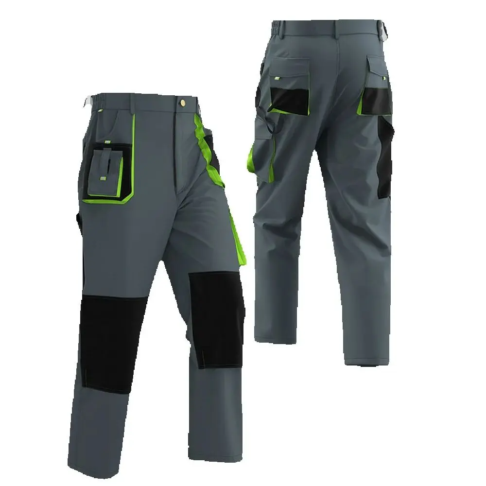 

Мужские рабочие брюки с цветными блоками, рабочие брюки для строительной мастерской с несколькими карманами, универсальные защитные брюки.