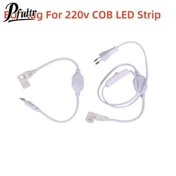 EU Plug For 220v COB LED Strip Power Supply Plug Fast Connector With Button Switch Cable For IP67 10mm COB Strip