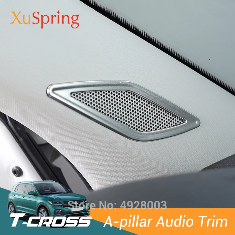 Car Dashboard A Pillar Speaker Audio Bezel Stickers Ring Frame Trim Cover for VW T-cross Tcross 2019 2020 2021 2022 LHD