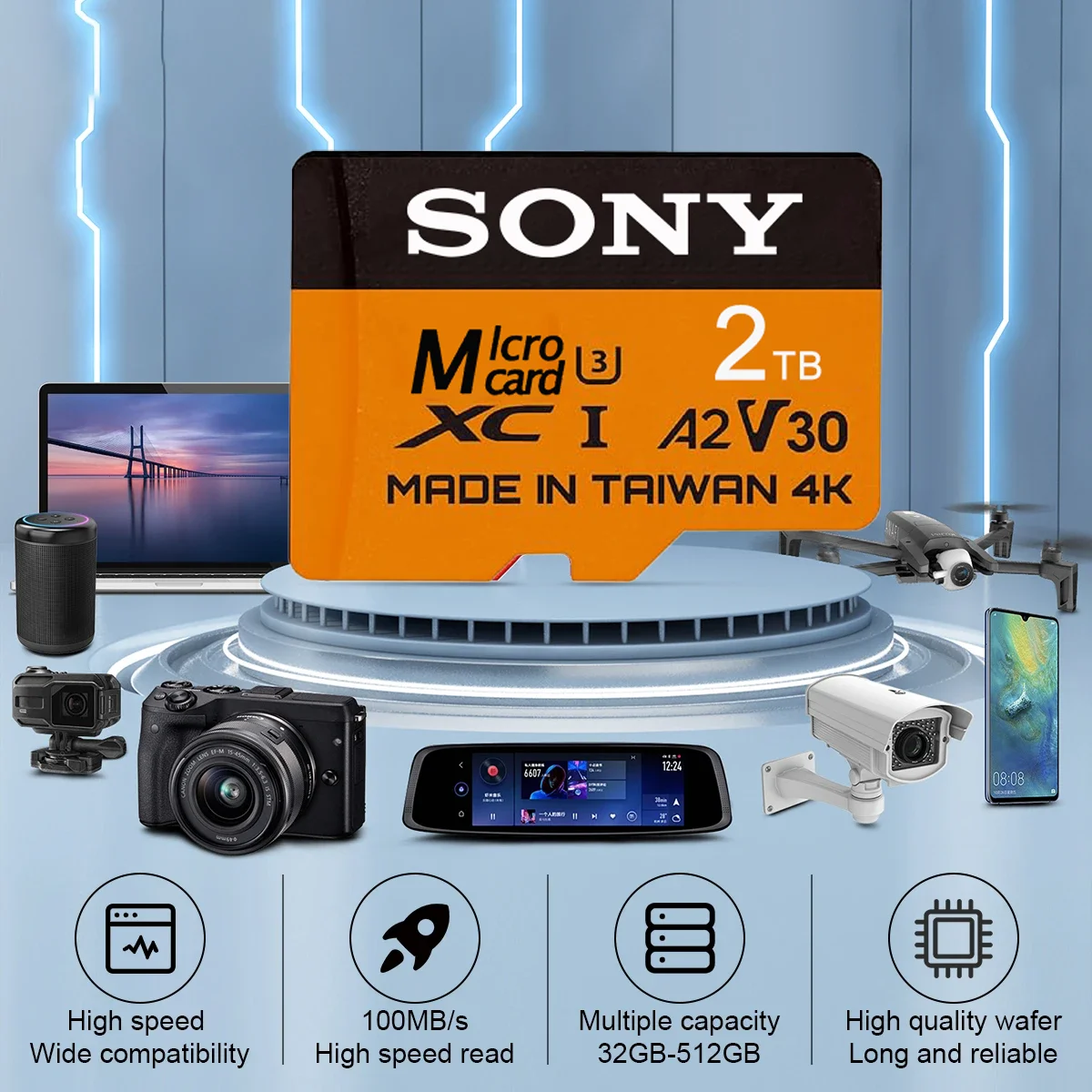 Sony Memory Card 2TB 1TB 512GB 256GB 128GB 64GB Mini SD TF Micro Card for Nintendo Switch High Speed Class10 V30