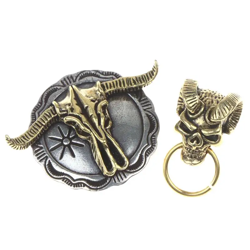 Totenkopf-Design Kupfer-Schraubverschluss Concho im Vintage-Stil Lederhandwerkszubehör für Western-Stiefel, Gürteldekoration und DIY-Projekte – Detail 8