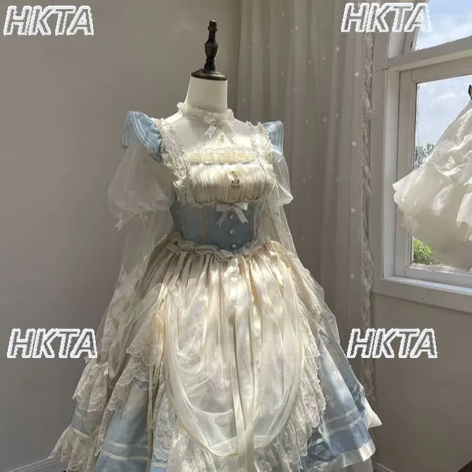 Japanese Kawaii Lolita Mesh Lace Bow Top White Shirt Girls Thin Spring Stand Up Collar Horn Long Sleeve Sweet Cute Blusas Women
